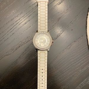 White silicone band Juicy Couture watch, all stainless steel, water resistant